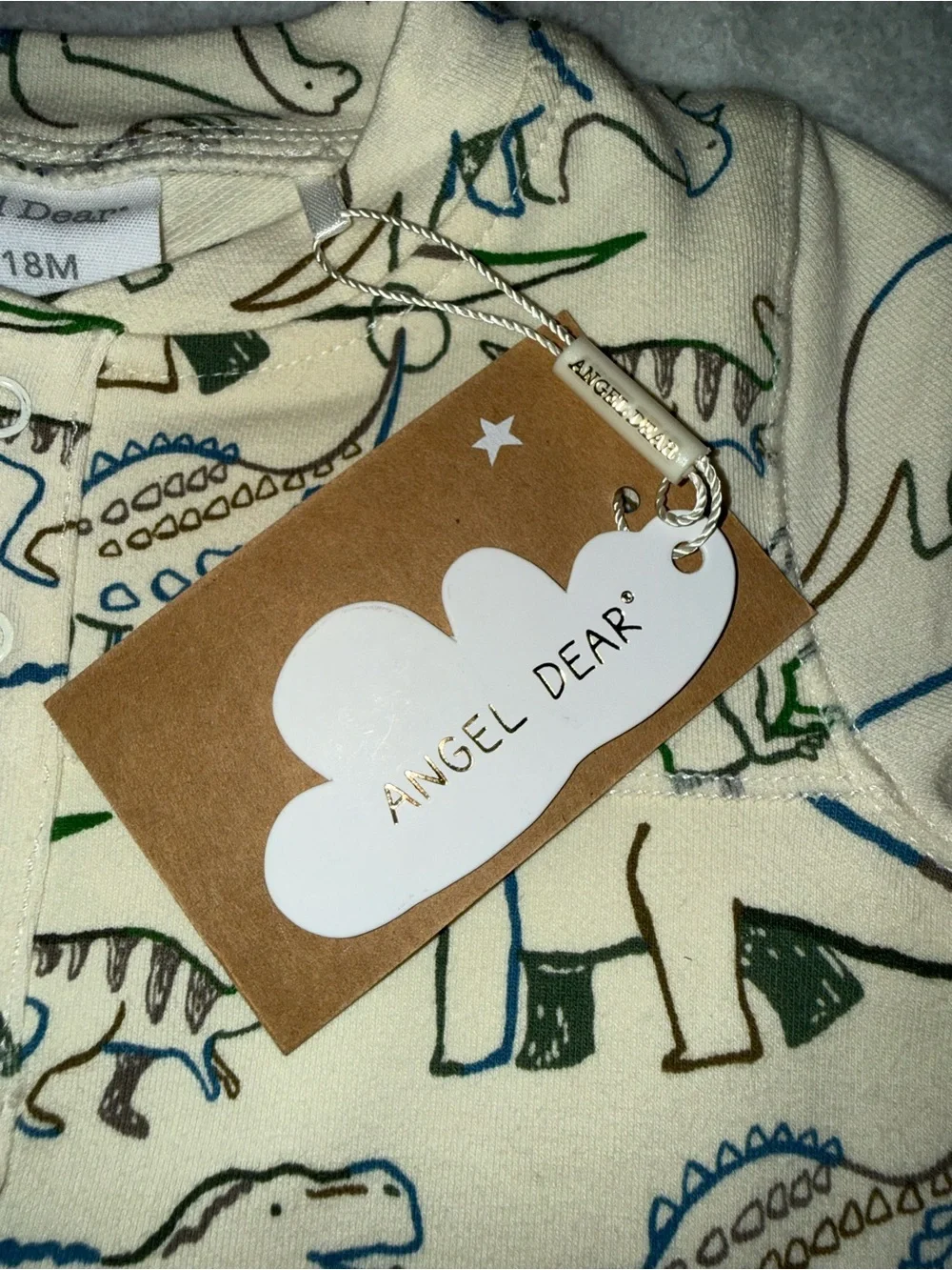 Angel Dear dinosaur print coverall w/ full-length front zipper, so 12-18mo, NWT